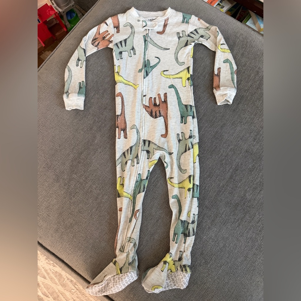Dinosaur Print Kids Footed Pjs